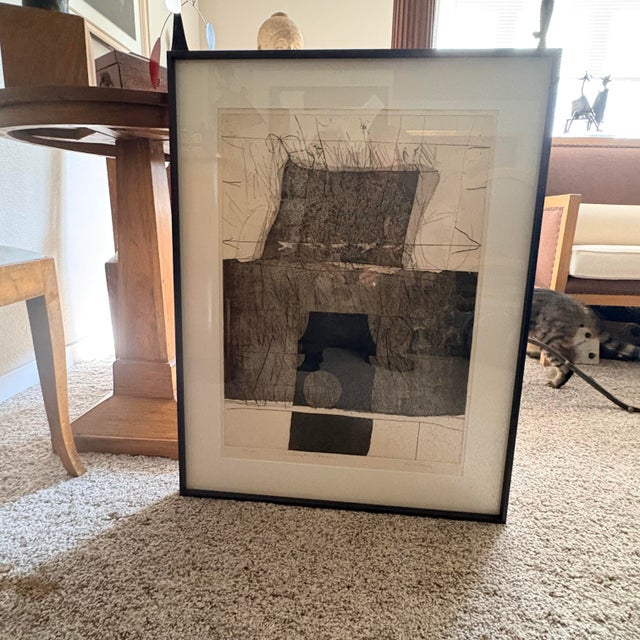 Mid-Century Black & White Geometric Abstract Painting, by Artist Scunio, 31.25” H X 24.25” W For Sale - Image 9 of 10