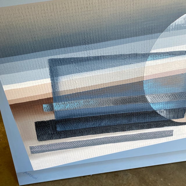 Art Deco Original Oversized Blue Cubist Style Geometric Painting For Sale - Image 3 of 12