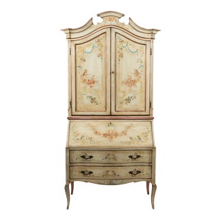 Mid 20th Century Italian Baroque-Style Painted Secretary For Sale