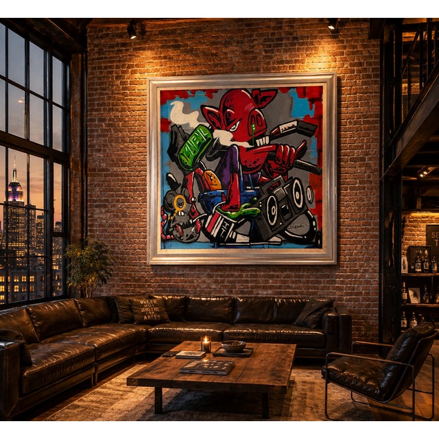 A spectacular original artwork by augusto-s, in an impressive 160 x 160 cm square format with its frame. a truly...
