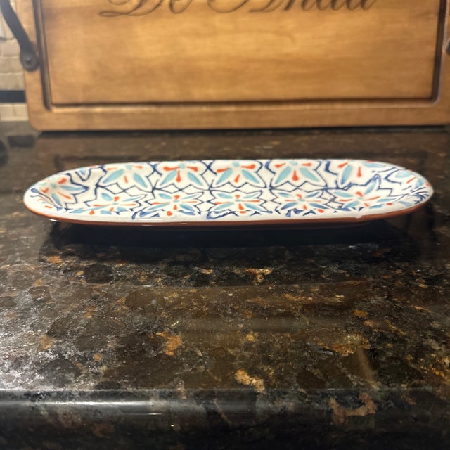 Farmhouse Vintage Southern Living Ceramic Serving Tray Handcrafted in Portugal For Sale - Image 3 of 6