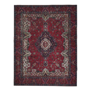 1970s Vintage Persian Handmade Wool 10x13 Red Area Rug For Sale