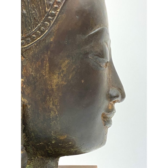 A 19th Century Southeast Asian Bronze Buddha Head Mounted as a Table Lamp For Sale In New York - Image 6 of 12