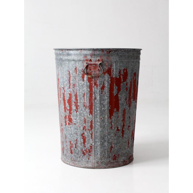 Antique Galvanized Utility Can With Red Paint For Sale - Image 12 of 17