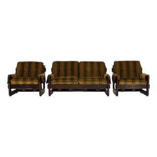Italian Brutalist Sofa and Two Armchairs, Set of Three, Circa 1970 For Sale