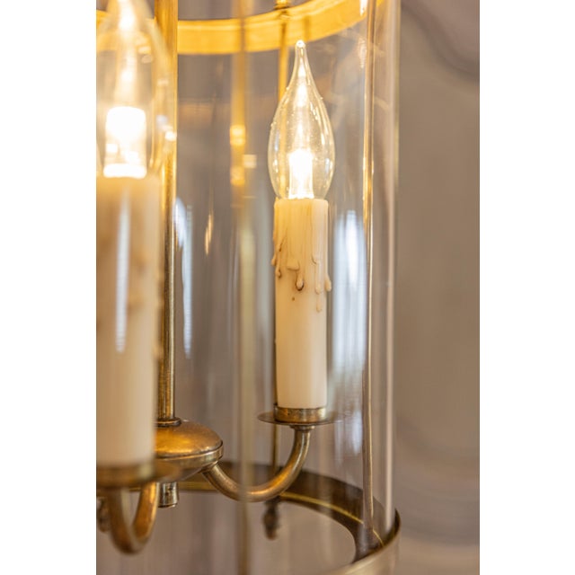 Refined 20th Century French Brass Lantern with Glass Enclosure For Sale - Image 10 of 11