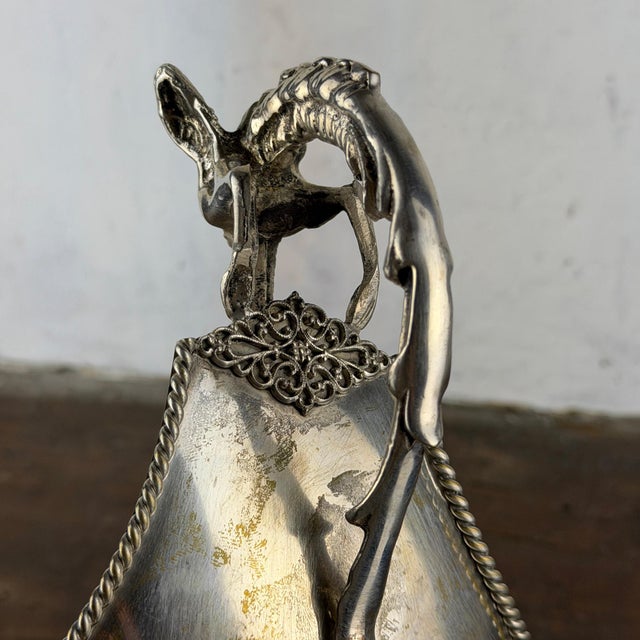 Antique Italian Silver-Plated Centerpiece Bowl with Dragon Handles, 1930s For Sale - Image 12 of 15