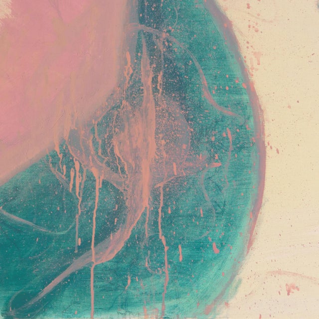 'Abstract in Turquoise and Rose' by C. Maxwell, Large American School Oil Abstraction For Sale In Monterey, CA - Image 6 of 6