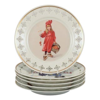 Porcelain Plates with Motifs from Carl Larssons Paintings from Bing & Grøndahl, 1960s, Set of 6 For Sale