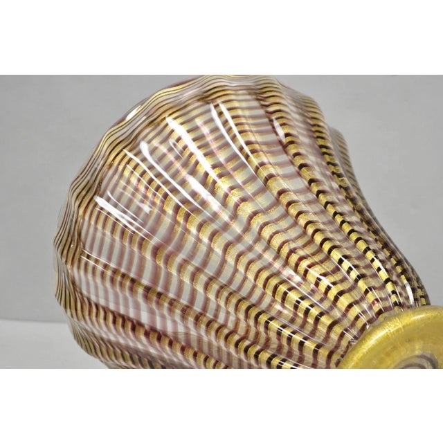 Mid 20th Century Mid 20th Century Ercole Barovier Zebrato Murano Art Glass Vase Zebrati for Ferro Toso Barovier For Sale - Image 5 of 14