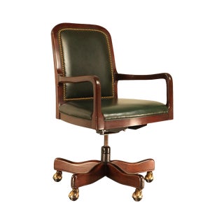 Hancock & Moore Mahogany & Green Leather Office Desk Chair For Sale