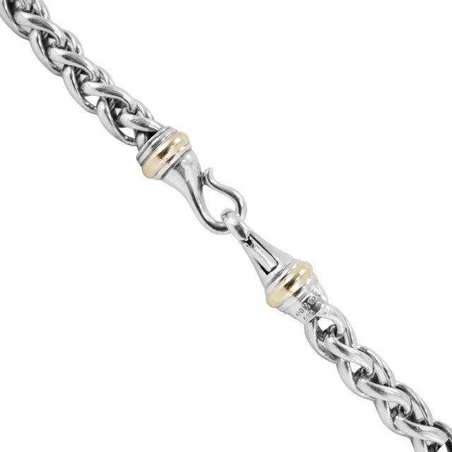 David Yurman Unisex David Yurman Classic Wheat 8mm Silver & 14k Yellow Gold Chain Necklace For Sale - Image 4 of 8