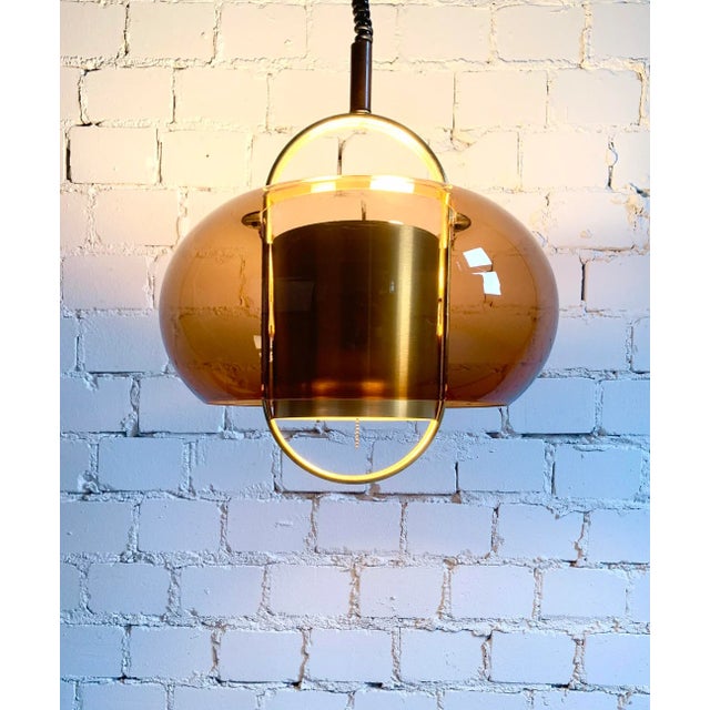 Vintage Pendant Lamp in Smoked Brown Acrylic, 1970s For Sale - Image 9 of 11