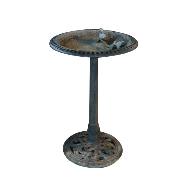 Victorian Vintage Victorian Revival Cast Aluminum Reticulated Birdbath 28" For Sale - Image 3 of 18