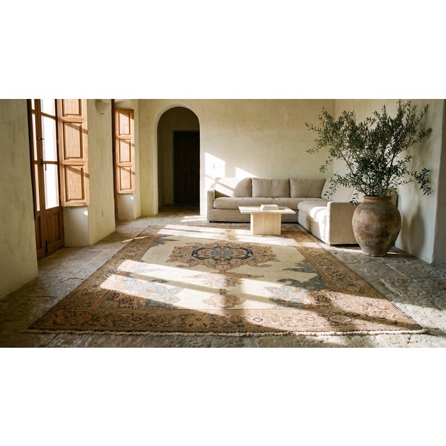 Textile 1930s Ivory Floral Medallion Antique Persian Malayer Rug 4' X 6'6" Handknotted Carpet For Sale - Image 7 of 9