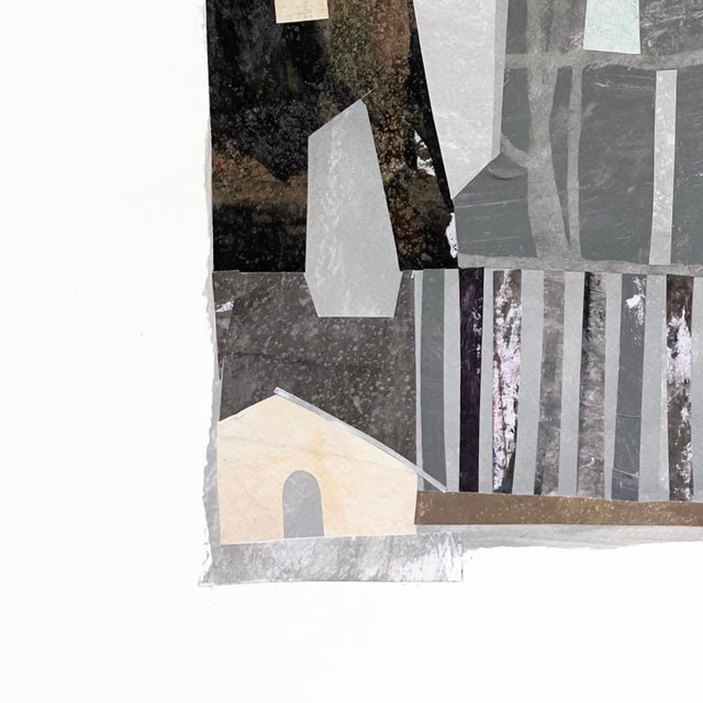 City Night - Original Gray Urban Architectural Mixed Media Collage on Paper by Maria C. Bernhardsson For Sale - Image 4 of 6