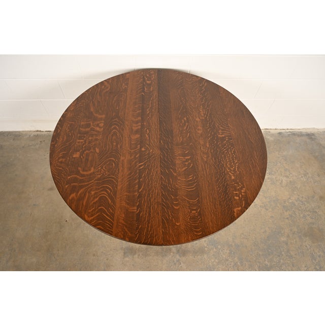 Stickley Brothers Stickley Brothers Antique Mission Oak Arts & Crafts Barley Twist Extension Dining Table, Newly Refinished For Sale - Image 4 of 13