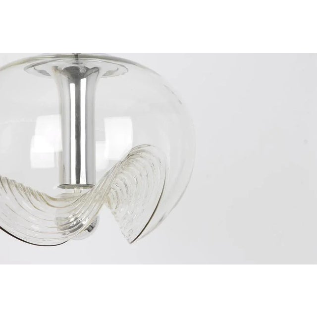 Large Clear Glass Pendant Light by Koch & Lowy for Peill & Putzler, Germany, 1970s For Sale - Image 10 of 13