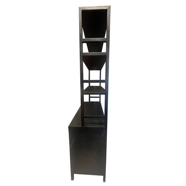 2020s Black Faux Belgian Linen Storage Cabinet/Bookcase/Towel Cabinet For Sale - Image 5 of 8