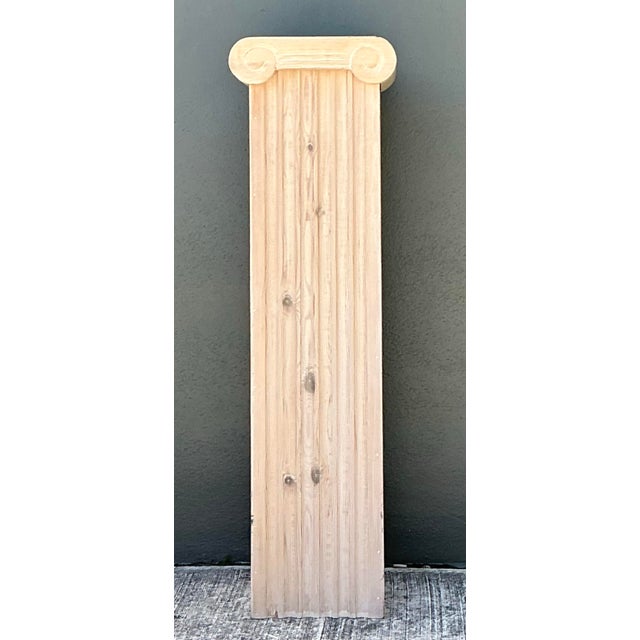 Vintage Washed Knotty Pine Column Pedestal For Sale - Image 12 of 12