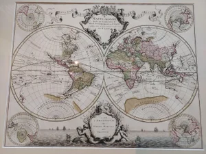 Antique Hand-Colored World Map, 1696