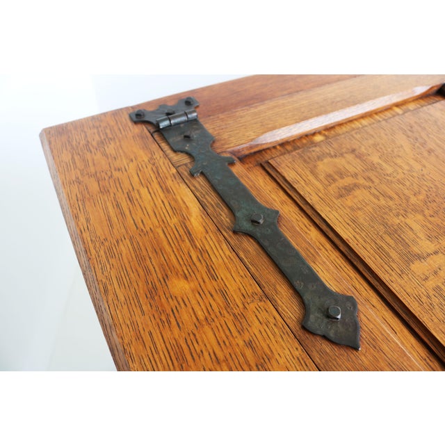 Antique 19th Century French Gothic Revival Blanket Chest in Carved Oak and Forged Iron, 1880 For Sale - Image 10 of 14