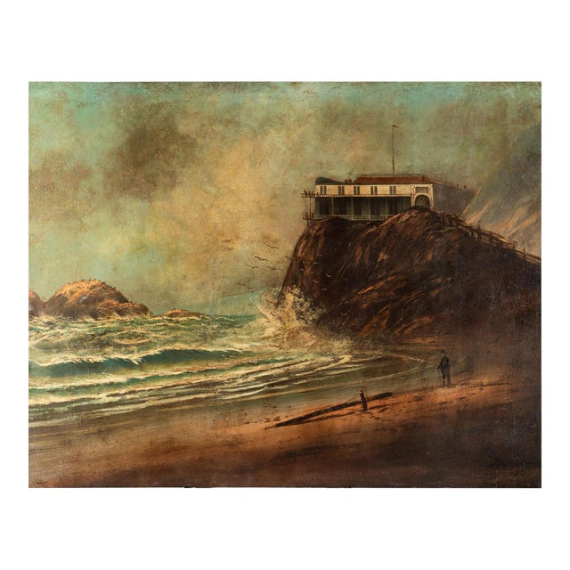 Antique Oil Painting of the Cliff House San Francisco by William Weaver Armstrong (American 1862-1906) For Sale