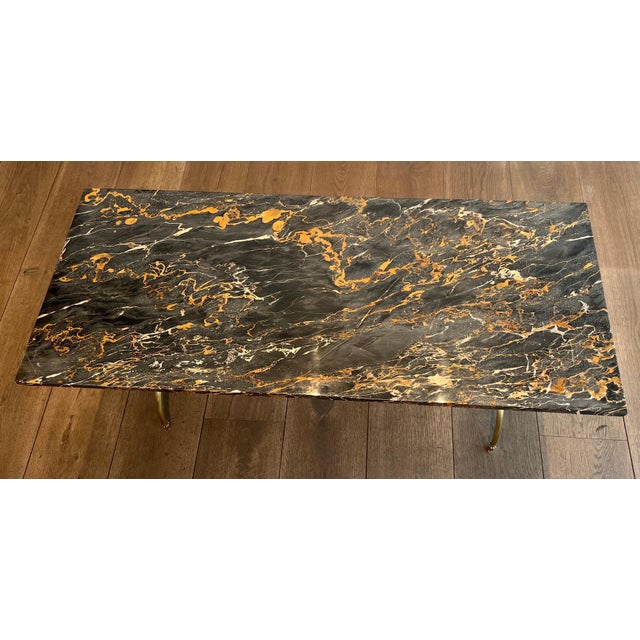 Metal 1940s Raymond Subes Neoclassical Style Brass and Marble Coffee Table For Sale - Image 7 of 12