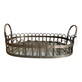 Pewter Scalloped Edge Handled Tray For Sale