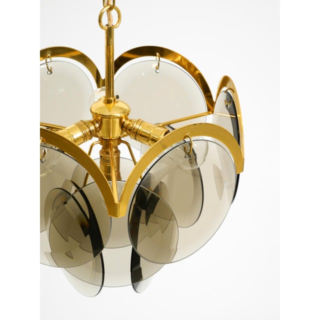 Large Brass Pendant Light with Large Round Glass Plates, 1960s For Sale - Image 16 of 18