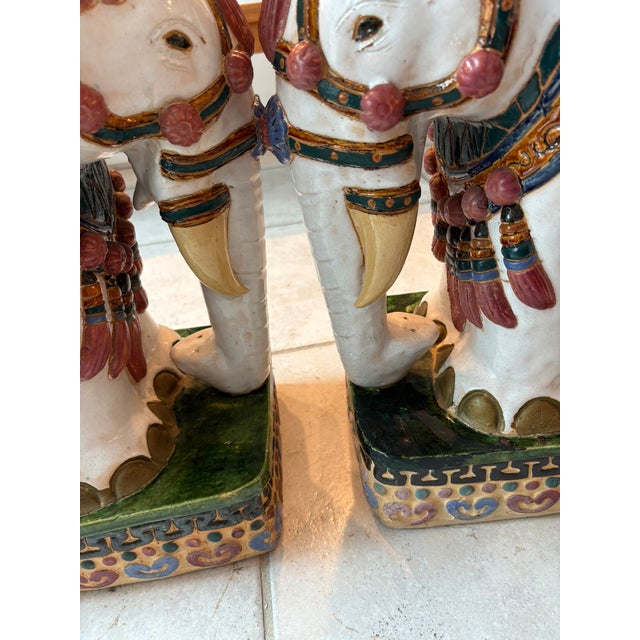 Vintage Chinoiserie Elephant Boho Chic Garden Stools Side Tables - A Pair For Sale - Image 9 of 16