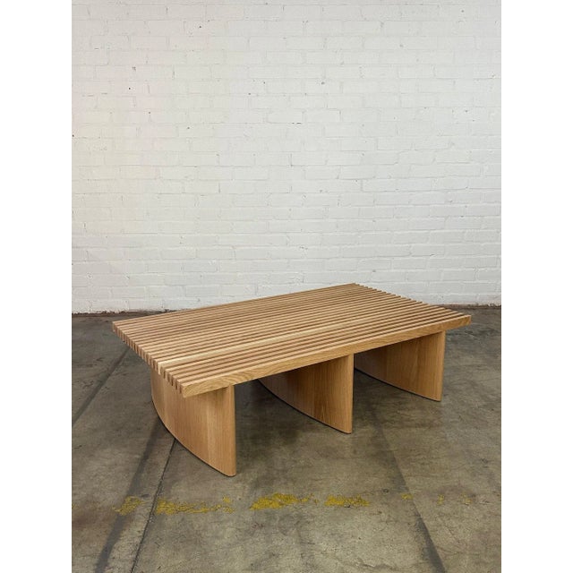 Modern Triple Slat Bench Oval Leg Edition For Sale - Image 10 of 12