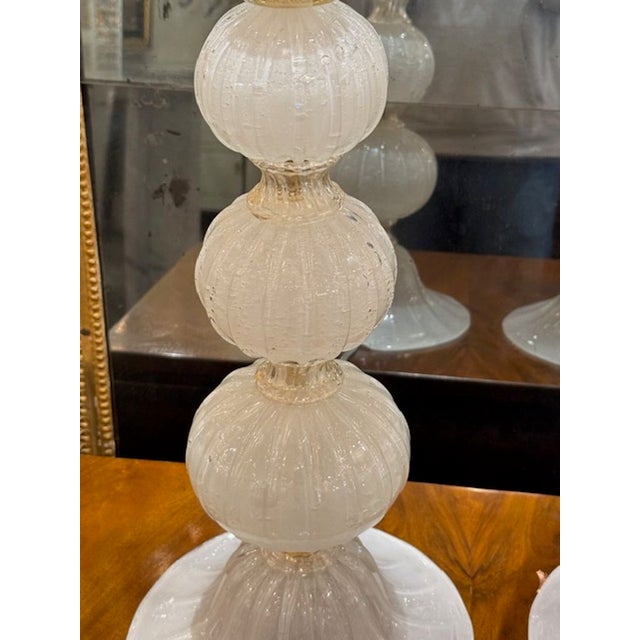 Modern Pair of Silk Glass Murano Table Lamps For Sale - Image 3 of 5