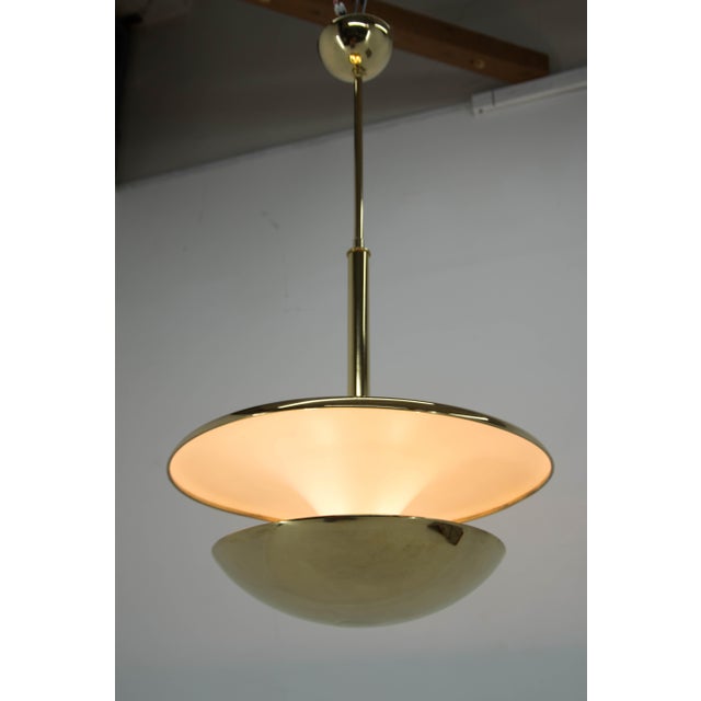 White Brass Bauhaus Chandelier attributed to Franta Anyz, 1920s For Sale - Image 8 of 15