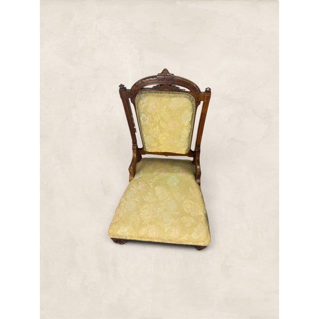 Late 19th Century Antique English Eastlake "His and Hers" Walnut Parlor Chairs For Sale - Image 10 of 11
