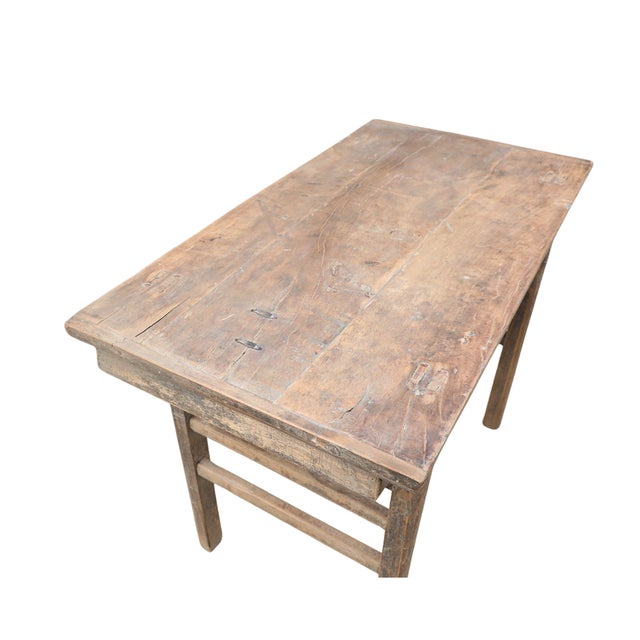This Vintage Elm Hall/Writing Table is constructed from solid elm, featuring traditional mortise-and-tenon joinery, and a...