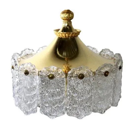 Hanging Lamp in Brass with Frosted Iced Glass For Sale - Image 5 of 15