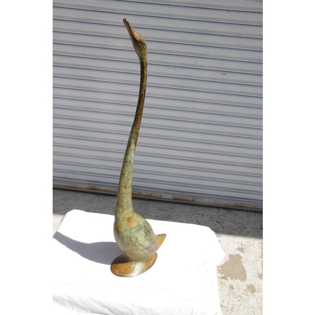 Metal Vintage 30" Bronze Swan Sculpture For Sale - Image 7 of 12