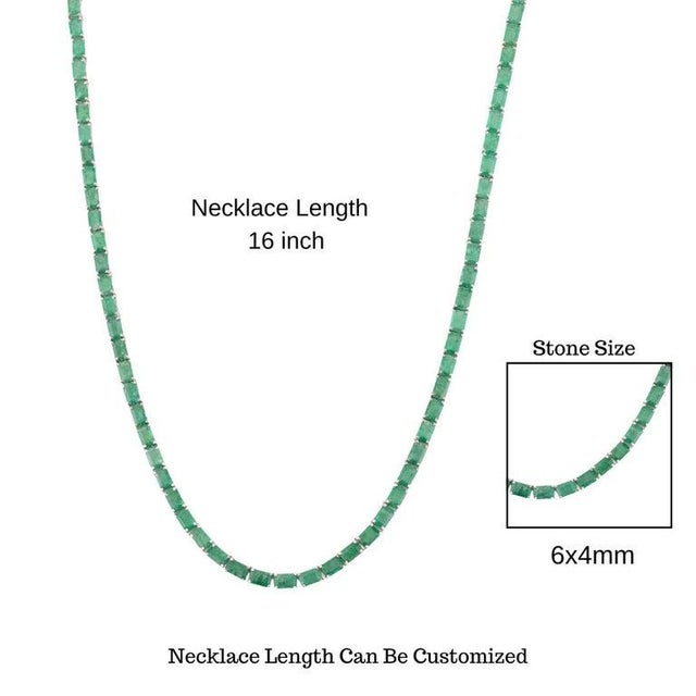 33.44ct Natural Emerald Tennis Necklace in 925 Silver for Her For Sale - Image 11 of 13