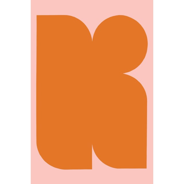 Orange and Pink Art Print - Minimalist Terracotta Geometric Abstract Shape | Pink Background - Contemporary Art Print For Sale