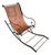 Antique Metal Rocking Chair with Leather Seat For Sale