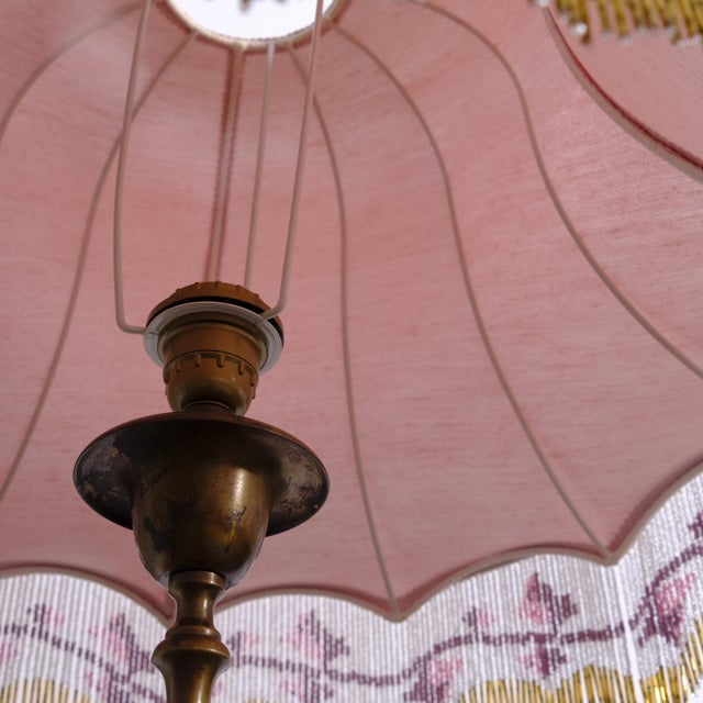 Vintage Table Lamp with Beaded Lampshade and Bronze Base, 1960s For Sale - Image 15 of 17