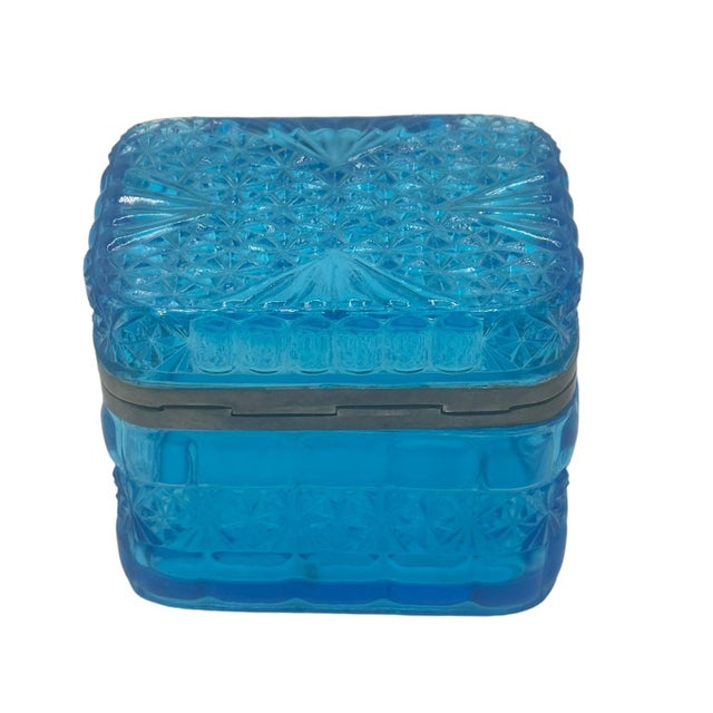Blue Czechoslovakia Pressed Glass Box For Sale In Dallas - Image 6 of 6