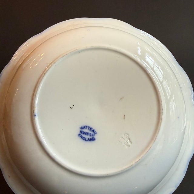 English Antique Flow Blue Watteau Bowl For Sale In Atlanta - Image 6 of 7