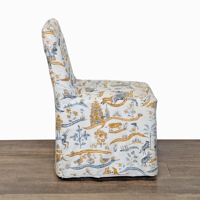 Restoration Hardware Restoration Hardware Slipcovered Chair With Animal & Nature Print For Sale - Image 4 of 8