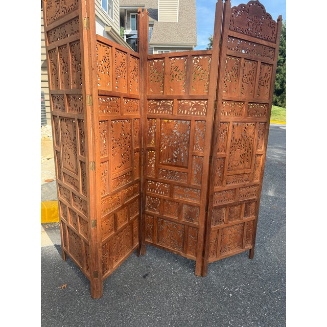Vintage Hand Carved Wood Room Divider For Sale - Image 10 of 10