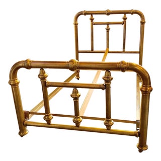 American Victorian Double Brass Bedframe For Sale