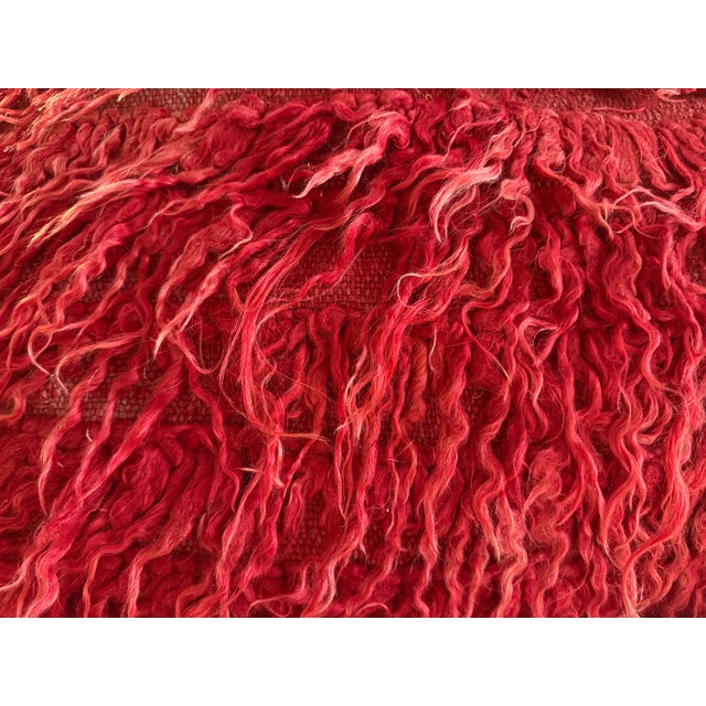 Vintage Turkish Angora Wool Filikli Rug Newly Converted to a Zippered Extra Large Pillow Cover With Insert For Sale In San Antonio - Image 6 of 12