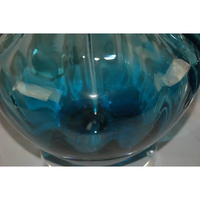Murano Vintage Murano Glass Petticoat Lamps Blue For Sale - Image 4 of 11