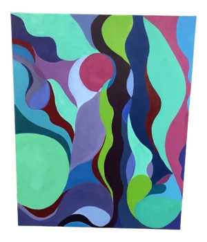 Abstract Original Painting in Fuchsia and Turquoise